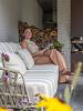 Beverly 3 seater bench latte with 7 cushions