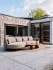 Safina 3 seater bench left arm amber with 6 cushions