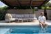 Piacenza latte 2 seater bench R arm + L open