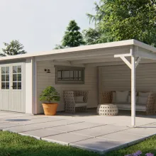 Blokhut Anton met overkapping 40mm groen geïmpregneerd L400xB700xH217cm