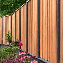 Tuinscherm Dronten, keruing hardhout, RVS-geschroefd, 21-planks (19+2) 180 x 130 cm