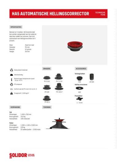 Comfort hellingcorrector HA5 tot 5% plaatsing boven stelvoet