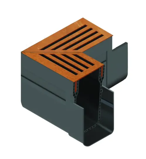 ACO Hexa Slim-Line Cortenstaal Hoek 90 graden