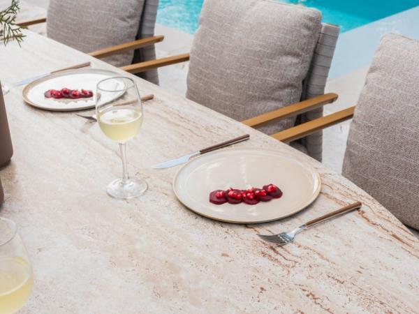 Colorado table top ceramic travertin oval 240 X 105 cm